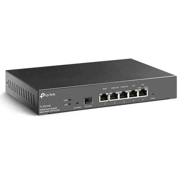 TP-Link TL-ER7206 SafeStream Gigabit Multi-WAN VPN Router, 1 SFP, 5 RJ45, Up To 4 WAN Ports, Wired
