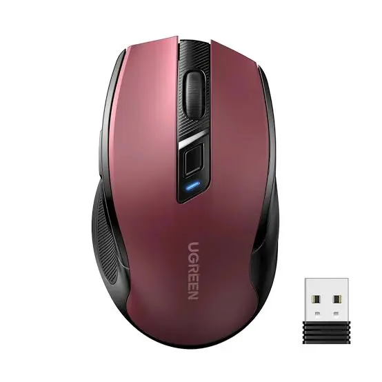 UGREEN Ergonomic Wireless Mouse Red Dual Mode 2.4GHz + Bluetooth | Best Ergonomic Mouse for Office Home