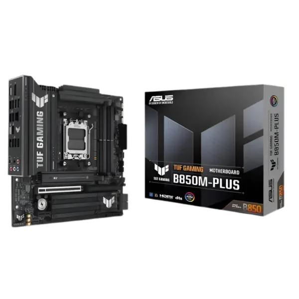 ASUS TUF Gaming B850M-PLUS Motherboard, AMD B850, Socket AMD AM5, mATX, DDR5, PCIe 5.0, 2X PCIe 4.0 M.2, Aura Sync