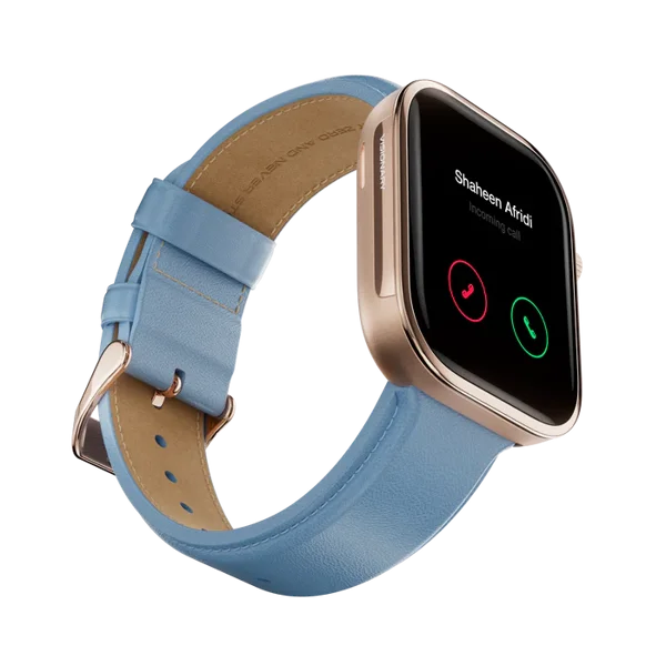 Zero Lifestyle Visionary AMOLED Smartwatch – Bluetooth Calling, AMOLED Display, AI Voice Assistant, Fitness Smart Watch (Blue Leather)