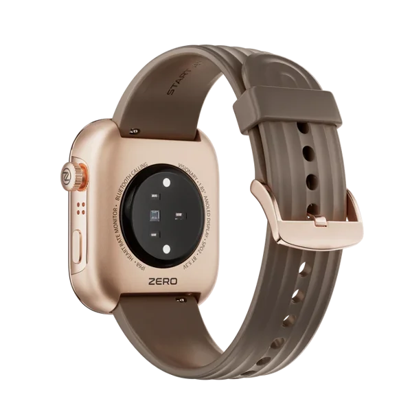 Zero Lifestyle Visionary AMOLED Smartwatch – Bluetooth Calling, AMOLED Display, AI Voice Assistant, Fitness Smart Watch (Brown Silicone)