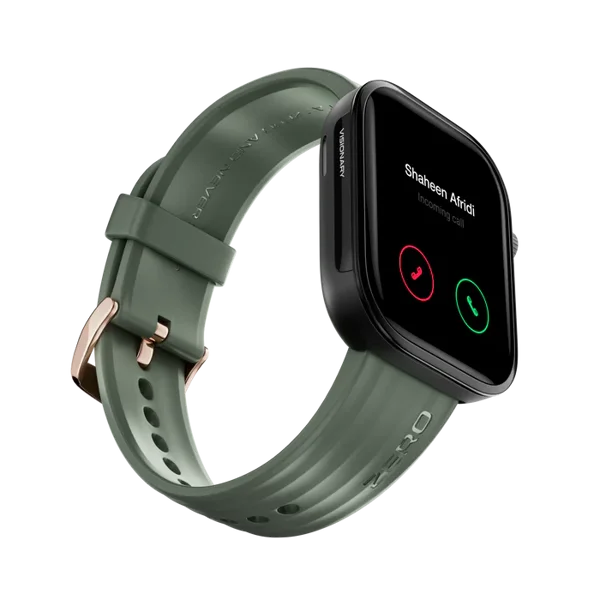 Zero Lifestyle Visionary AMOLED Smartwatch – Bluetooth Calling, AMOLED Display, AI Voice Assistant, Fitness Smart Watch (Olive Green Silicone)
