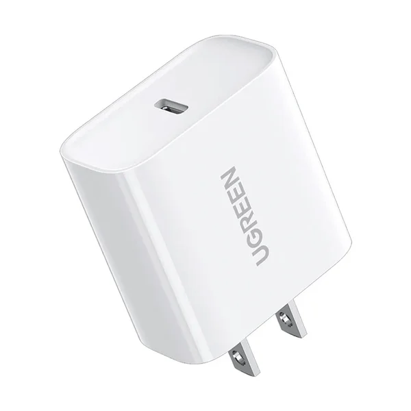 UGREEN 20W PD Fast Charging Power Adapter US Plug White – USB-C Power Delivery 3.0 Wall Charger for iPhone, Samsung, iPad & Android Devices