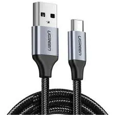 UGREEN US288 USB-A 2.0 to USB-C Fast Charging & Data Cable 1M Black – Nickel Plated Aluminum Type-C Cable for Android Phones, Tablets & USB-C Devices