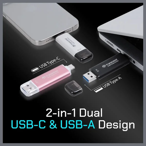 Transcend ESD310 1TB External SSD (TS1TESD310C) – High-Speed Dual USB Type-C & Type-A Drive