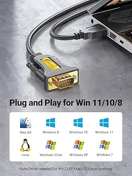 UGREEN USB to DB9 RS-232 Male Serial Adapter Cable 2M | USB to Serial Converter
