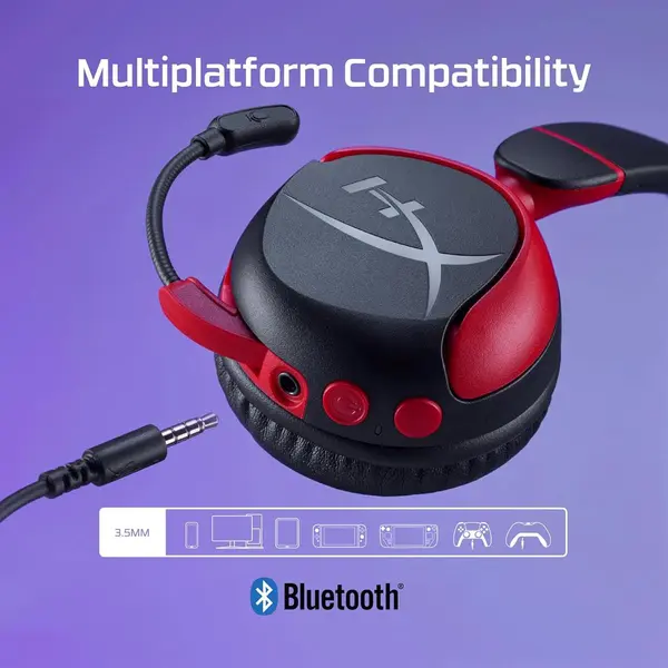 HyperX Cloud Mini Wireless Gaming Headset for Kids & Teens, Bluetooth 5.3 Gaming Headphones with Flip-to-Mute Microphone, 25-Hour Battery Life, Multi-Platform Compatibility