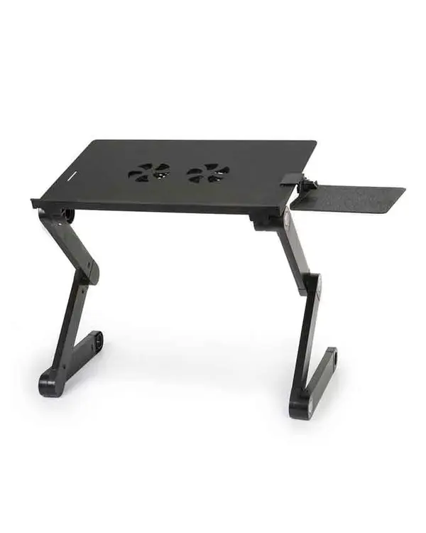 Laptop Cooling Table T8 Multifunctional Foldable Aluminum Laptop Stand with Dual USB Cooling Fans Adjustable Height Bed Desk for Gaming & Office Use