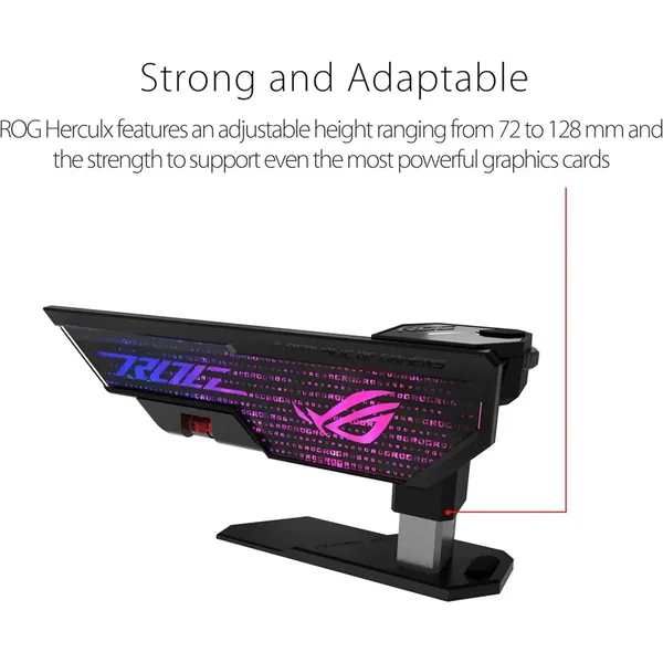ASUS ROG Herculx Graphics Card Holder XH01 Black Premium Adjustable GPU Support Bracket Anti-Sag Stand for Gaming PC
