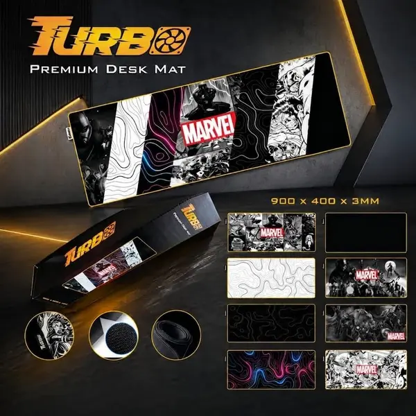 TURBO Premium Marvel Gaming Desk Mat – 900 x 400 x 3mm, Extended XXL Mouse Pad, Anti-Slip Base