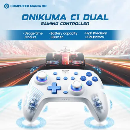 ONIKUMA C1 White Dual-Mode Wireless Gaming Controller - RGB, Dual Motor, Hall Effect