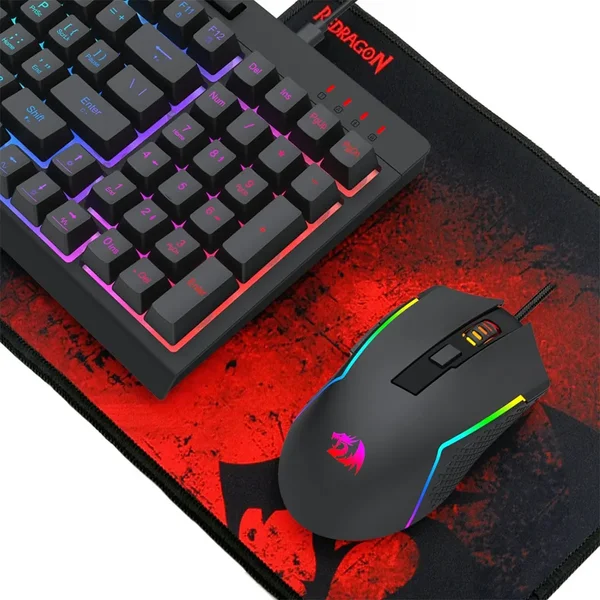 Redragon S148 4-in-1 RGB Gaming Combo Bundle | K515 RGB Gaming Keyboard + M616 Gaming Mouse + H120 Gaming Headset + P016 Mouse Pad