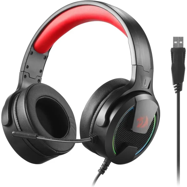 Redragon REBELLION H315 RGB Wired Gaming Headset with Noise Cancelling Microphone | 40mm Driver USB Gaming Headphones for PC & Laptop