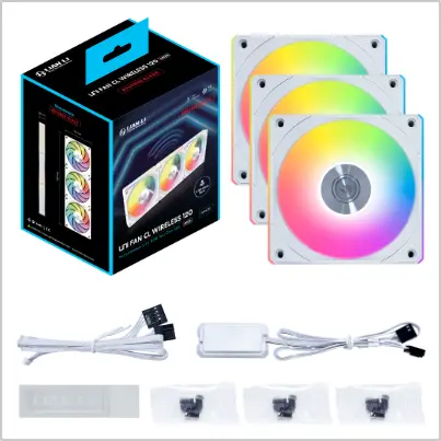 Lian Li 12CL1W3W UNI FAN CL Wireless 120mm ARGB Case Fan Triple Pack – White, Wireless Control, Daisy-Chain, L-Connect 3