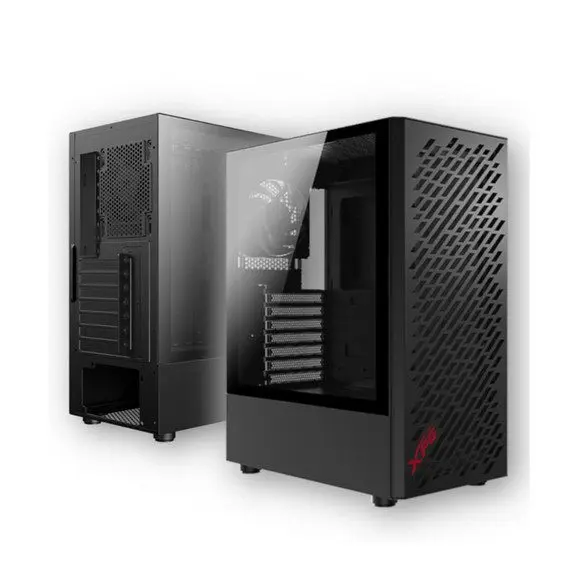 XPG VALOR AIR MT Black Mid Tower Gaming Chassis Tempered Glass ATX PC Case with 4 Pre-Installed Fans