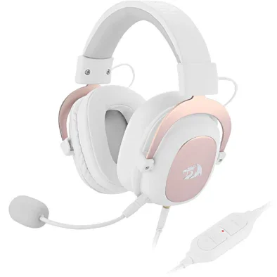 Redragon Zeus 2 White H510W 3-in-1 Wired Gaming Headset with 7.1 Surround Sound & Detachable Noise-Cancelling Microphone
