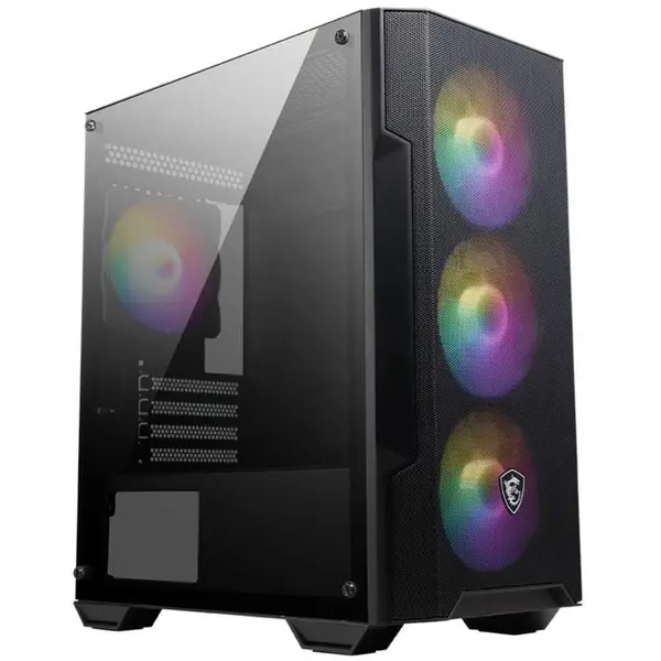 MSI MAG FORGE M100A Micro-ATX Gaming Case – Tempered Glass, 4x ARGB Fans, Airflow Design, Compact Gaming Chassis
