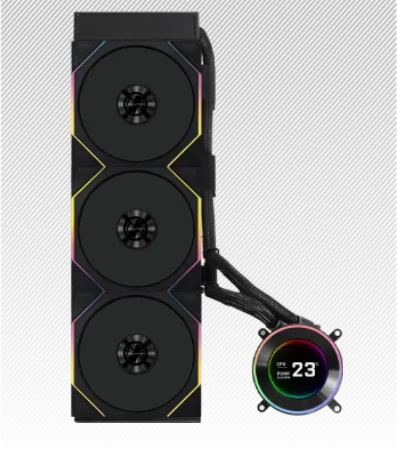 Lian Li GHS2LCD36B HydroShift II LCD-C 360N Fanless 360mm AIO Liquid CPU Cooler – Black, LCD Display Pump Head