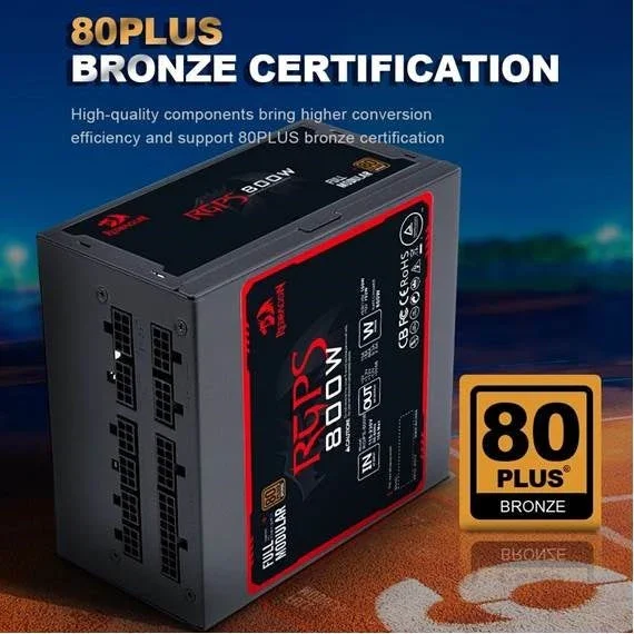 Redragon PS002 600W 80 Plus Bronze Power Supply with Active PFC, 140mm Silent Fan & PCIe Support