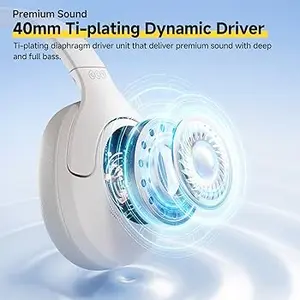 QCY H3 Lite Active Noise Cancelling Wireless Over-Ear Bluetooth 5.3 Headphones – 60H Playtime, Multi-Point Connection, Travel & Office Headset (White)