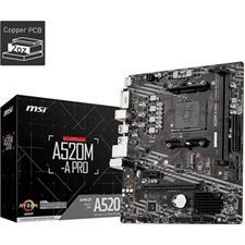 MSI A520M-A PRO AMD AM4 microATX Motherboard - DDR4 Boost, PCIe Gen3 M.2, Ryzen 3000/4000/5000 Support