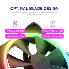 NZXT F120 RGB Duo 120mm Dual-Sided RGB Fan, 20 Individually Addressable LEDs, Anti-Vibration Rubber Corners, Black, Single Pack