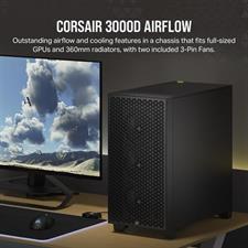 Corsair 3000D AIRFLOW Mid-Tower PC Case - Black CC-9011251-WW - Includes 2x SP120 ELITE Fans