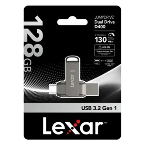 Lexar 128GB JumpDrive Dual Drive D400 USB 3.2 Type-C