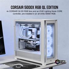 CORSAIR iCUE 5000X RGB QL Edition Mid-Tower ATX Case — True White