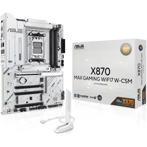 ASUS X870 MAX GAMING WIFI7 W AMD AM5 ATX Motherboard – White, DDR5, PCIe 5.0 x16 Q-Release, 3x M.2, USB4 Type-C, 2.5Gb LAN, Aura Sync