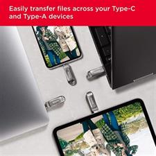 SanDisk Ultra Dual Drive Luxe 128GB USB 3.1 Type-C OTG Flash Drive – Premium Metal Dual USB-C & USB-A High-Speed Pen Drive