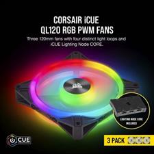 Corsair iCUE QL120 RGB 120mm PWM Triple Fan with Lighting Node CORE | CO-9050098-WW | Black
