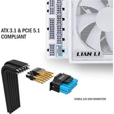 Lian Li EDGE 850W Full Modular Platinum PSU - 80 PLUS Platinum Efficiency - German EPCOS Bulk Capacitors - ATX 3.0, 3.1 Compliant - EG850 White