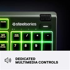 SteelSeries Apex 3 Water Resistant RGB Gaming Keyboard - Whisper Quiet Gaming Switch - English US