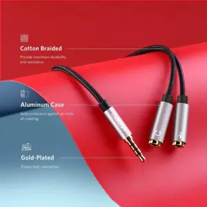 Ugreen 30619 3.5mm Male to 2 Female Audio Cable