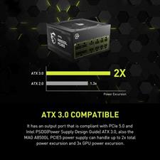 MSI MAG A850GL PCIE5 ATX 3.0 Gaming Power Supply - Full Modular - 80 Plus Gold Certified 850W
