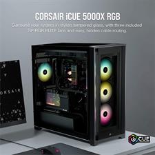 CORSAIR iCUE 5000X RGB Tempered Glass Mid-Tower ATX PC Smart Case, Black
