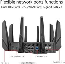 Asus ROG Rapture GT-AXE16000 Quad-Band WiFi 6E Gaming Router | AiMesh