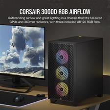 Corsair 3000D RGB AIRFLOW Mid-Tower PC Case - Black - CC-9011255-WW - Includes 3x AR120 RGB Fans