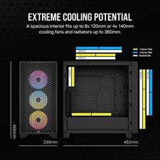 Corsair 3000D RGB AIRFLOW Mid-Tower PC Case - Black - CC-9011255-WW - Includes 3x AR120 RGB Fans