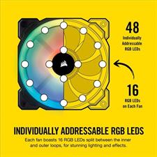 Corsair LL120 RGB 120mm Dual Light Loop RGB LED PWM Fan — 3 Fan Pack with Lighting Node PRO - CO-9050072-WW