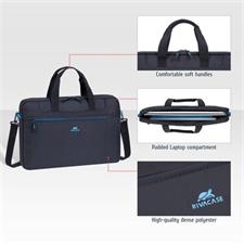 RIVACASE 8037 Regent Collection Laptop Bag 15.6" - Black Durable Everyday Bag