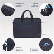 RIVACASE 8037 Regent Collection Laptop Bag 15.6" - Black Durable Everyday Bag