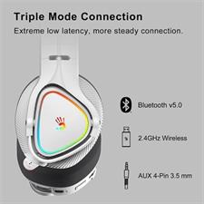 Bloody MR710 RGB Wireless Gaming Headset Grey Bluetooth 5.3 2.4GHz Triple Mode Gaming Headphones