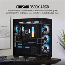 CORSAIR 3500X ARGB Mid-Tower PC Case - BLACK