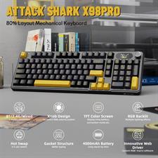 Attack Shark X98 Pro Wireless Mechanical Keyboard – 98% Layout, Hot-Swappable, Multi-Device Connectivity, Star Black