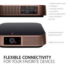 ViewSonic M2 Smart Portable Projector – HD 720p, Harman Kardon Speakers, LED Display