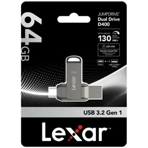 Lexar JumpDrive E32c 64GB USB 3.2 Gen 1 Type-C OTG Flash Drive – Dual USB-C & USB-A High-Speed USB Drive