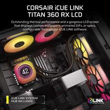 CORSAIR iCUE LINK TITAN 360 RX LCD Liquid CPU Cooler