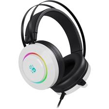 Bloody G521 Virtual 7.1 Surround Sound Gaming Headset White – 50mm Drivers, RGB 7-Color Lighting, USB Wired Gaming Headphones, Noise Cancelling Mic for PC Gaming